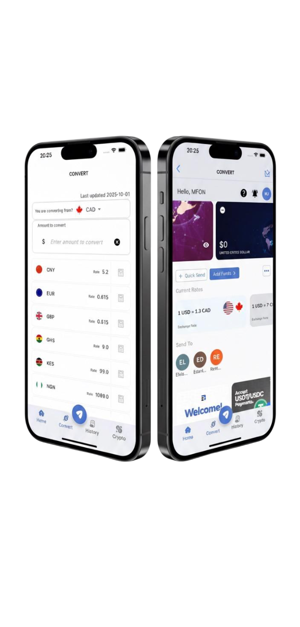 Modern financial app interface showing account balance and features